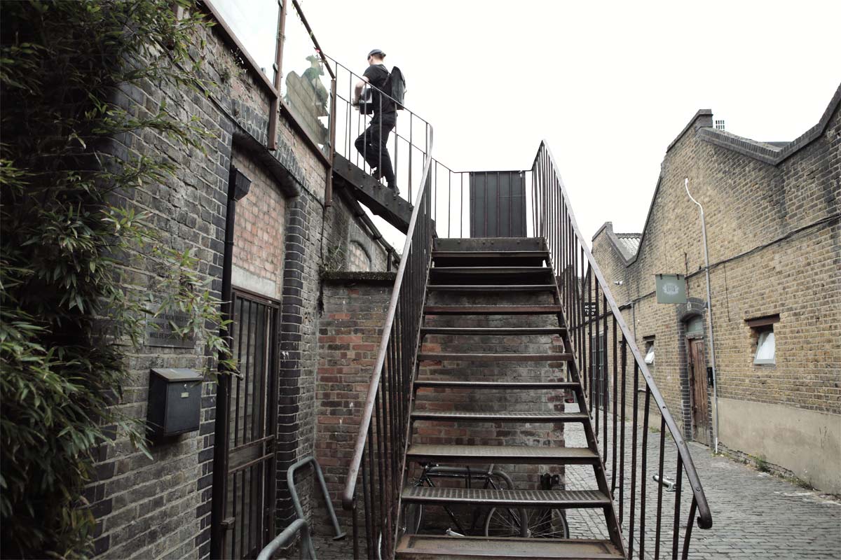 Shot of the stairs leading to Hackney Studios One.
